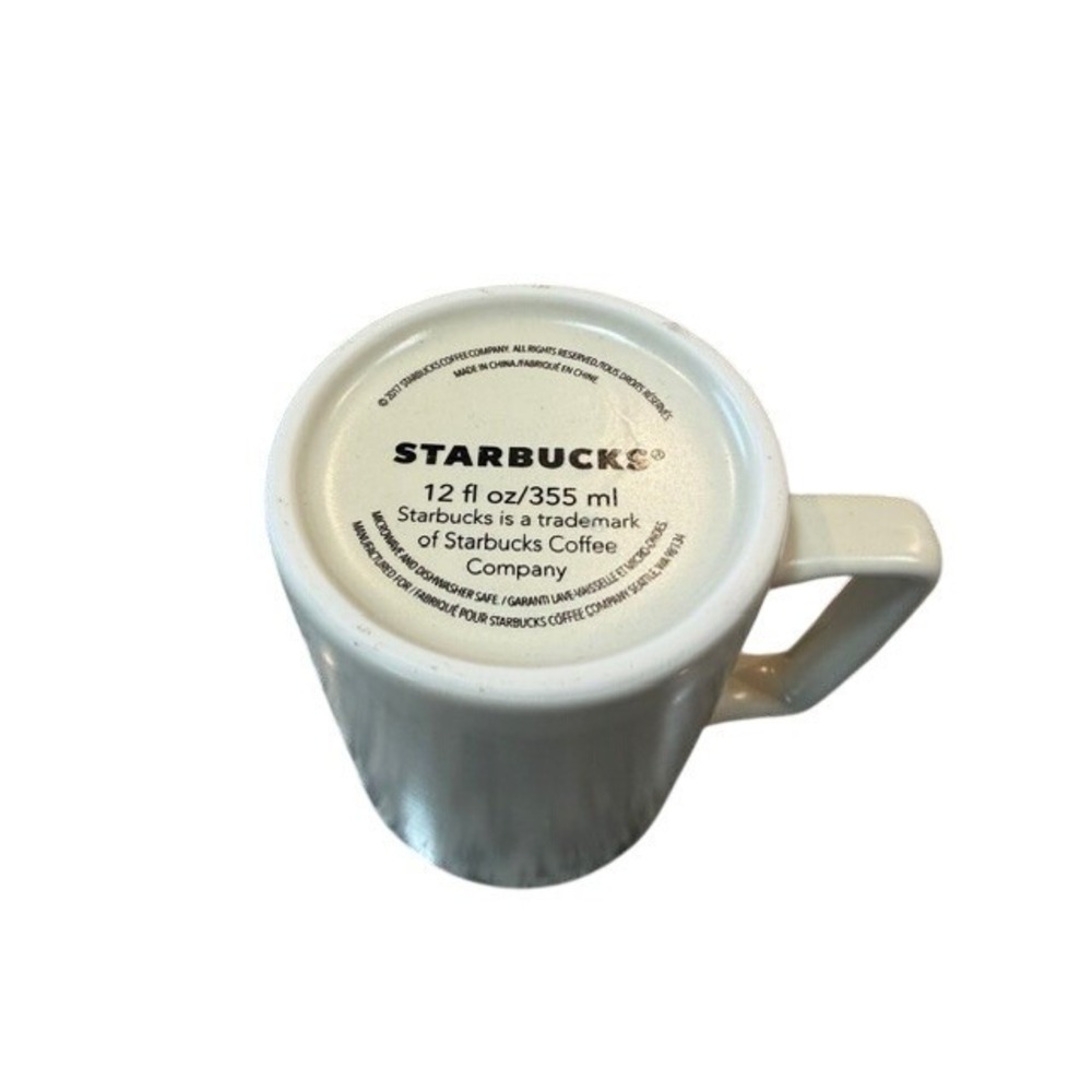 Starbucks 2017 Geometric Stag Deer Coffee Mug 12oz Cream Green Interior Ceramic - Picture 4 of 4
